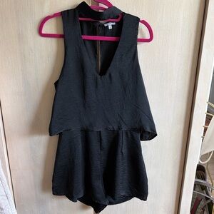 Tobi Black V-Neck Choker Layered Romper